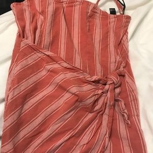 Forever 21 Orange Striped Knot in Front Dress